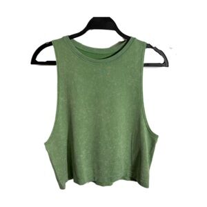 Aerie Offline Women’s SZ XS Green Acid Wash Muscle Tank Top Cropped Slouchly Fit